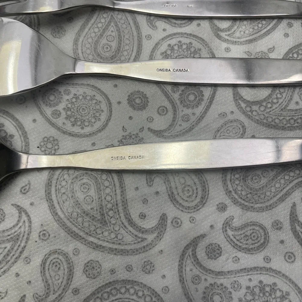 Lot 4 Oneida Stainless Flatware Forks & Serving Spoon USA Canada